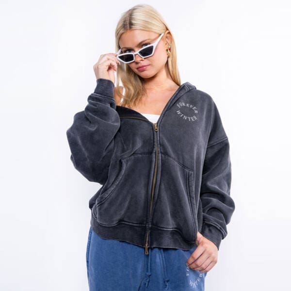 Frosted Full-Zip Hoodie Timber Black