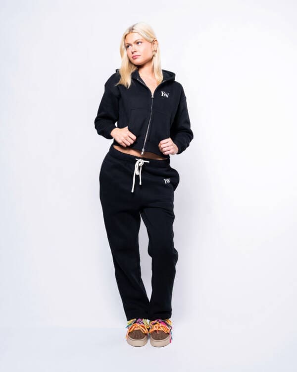 Cozy Straight Leg Fleece Pants Timber Black