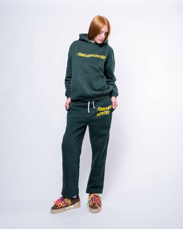 Cozy Straight Leg Fleece Pants Evergreen